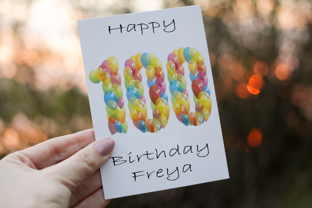 100th Birthday Balloon Card, Card for 100th Birthday